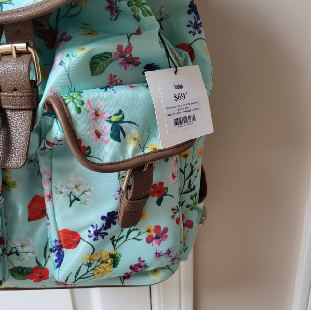 Teal Floral Backpack Froom Indigo, New With Tags - Picture 3 of 5